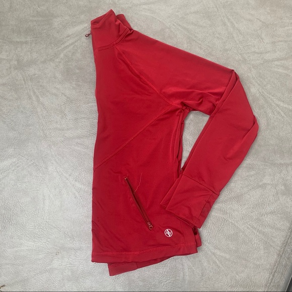 Lightweight Red Running Zip-up with Thumbholes - Picture 1 of 3